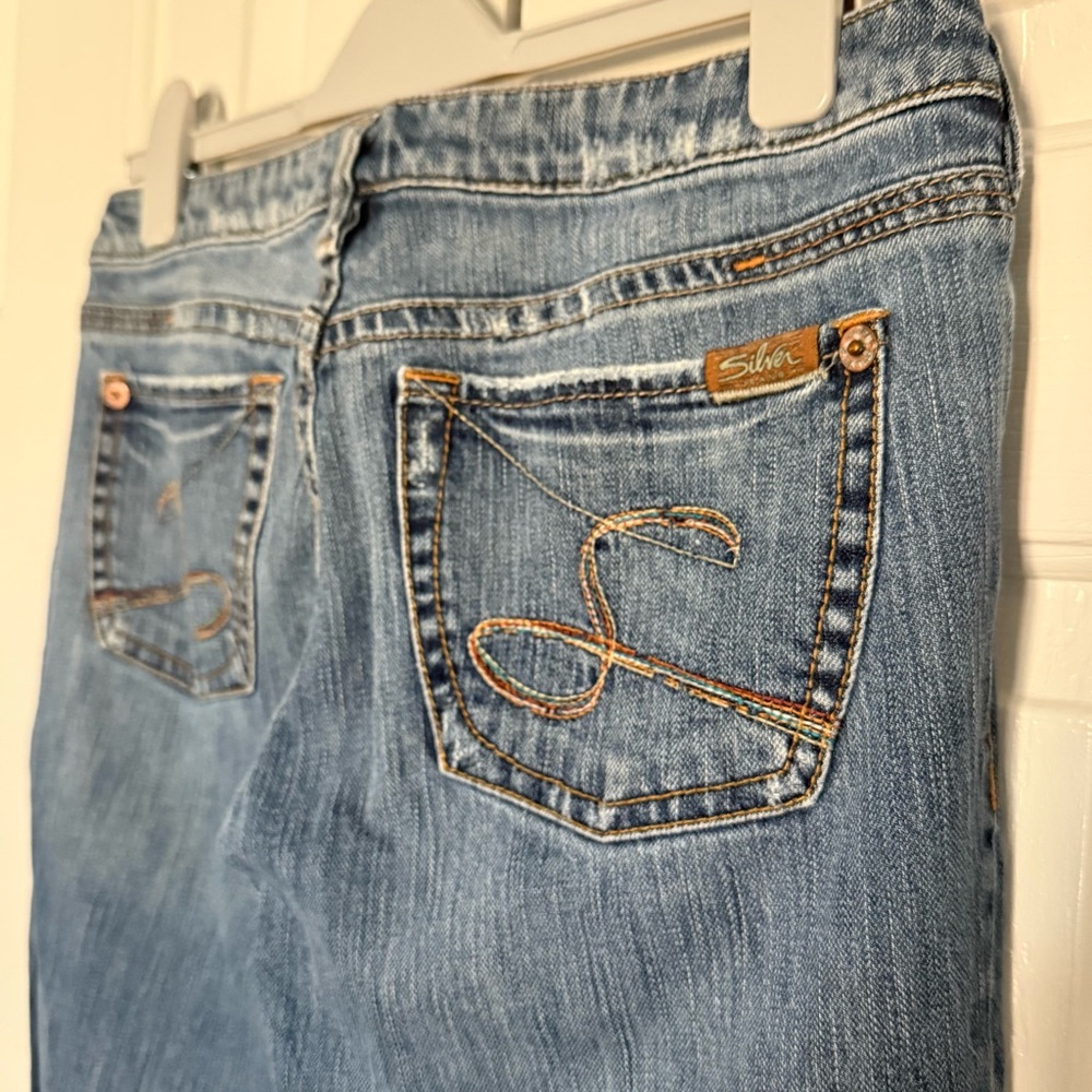 Vintage Silver Low Rise Bootcut Medium Blue Jeans Size 30